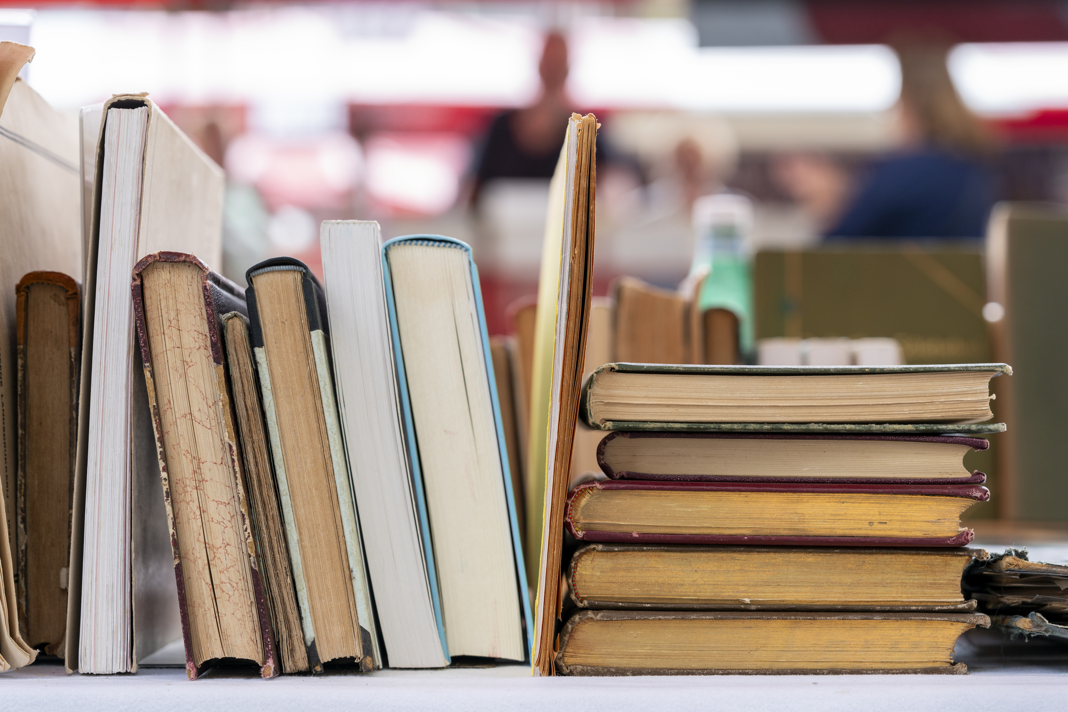 Books stacked on a table